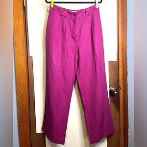 Komodo Women’s Waist 30 Magenta Sustainable Linen Blend Wide Leg Trousers